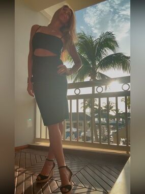 Black Women's dress body con poly spandex sexy dress